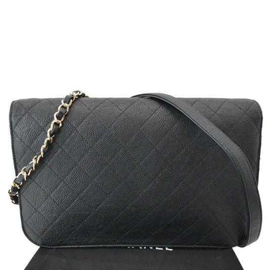 Chanel Black Textured Calf Medium Chain Around Crossbody Flap Bag