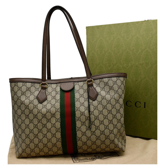 GUCCI Ophidia Medium GG Supreme Canvas Tote Bag Beige 631685