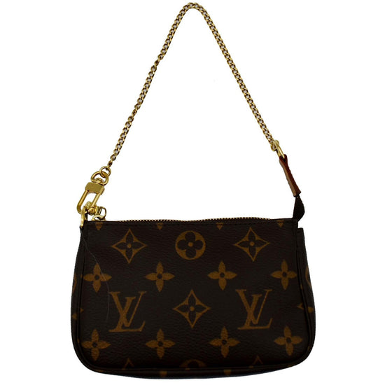 LOUIS VUITTON Mini Pochette Monogram Canvas Accessoires Pouch Brown