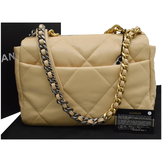 CHANEL 19 Large Lambskin Leather Shoulder Bag Nude - 10% OFF