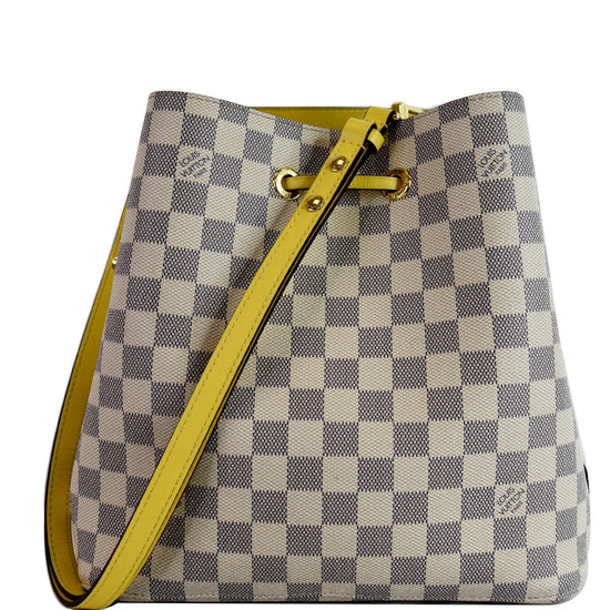 LOUIS VUITTON Saintonge Damier Azur Pineapple Yellow Leather Tassel  Shoulder Bag