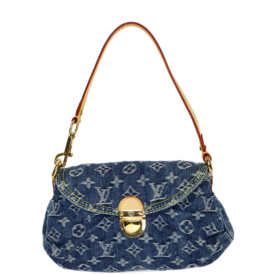 LOUIS VUITTON Monogram Denim Mini Pleaty Shoulder Bag Blue M95332