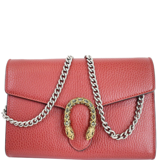 Dionysus chain wallet leather crossbody bag Gucci Red in Leather - 29745357