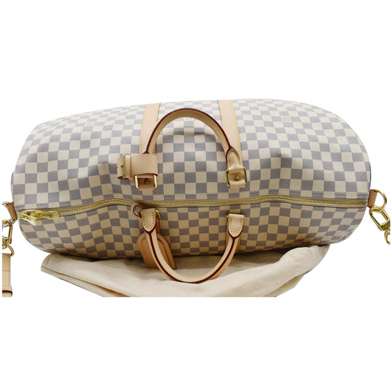 Louis Vuitton Keepall Damier Azur Bandouliere 55 White Canvas