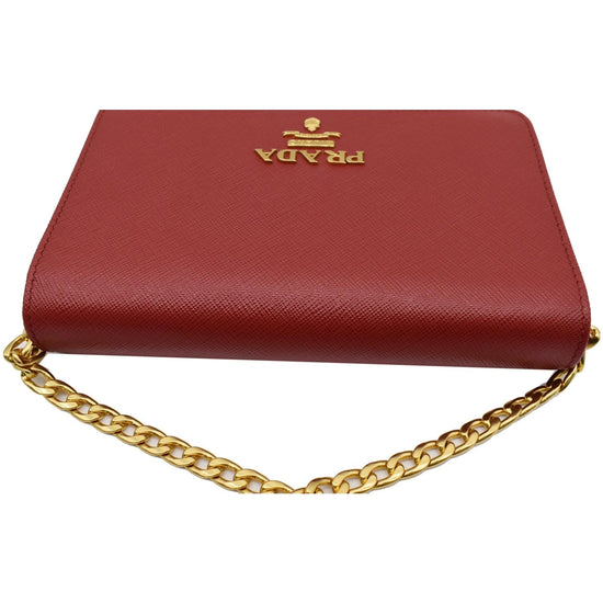 Prada Saffiano Lux Leather Chain Bandoliera Crossbody Bag