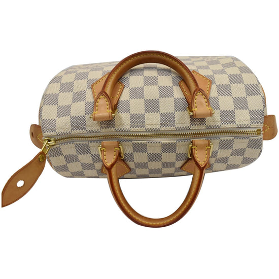 White Louis Vuitton Damier Azur Speedy 25 Boston Bag – Designer