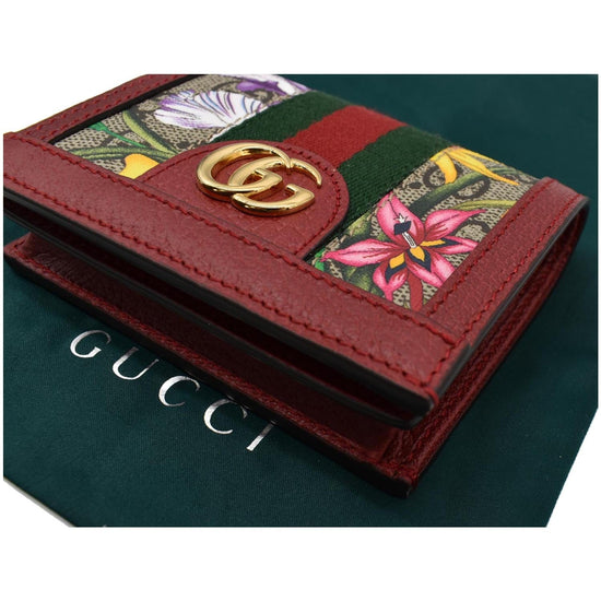 Gucci Supreme GG Canvas Floral Coin Wallet with Red Leather Trim 523155  8722