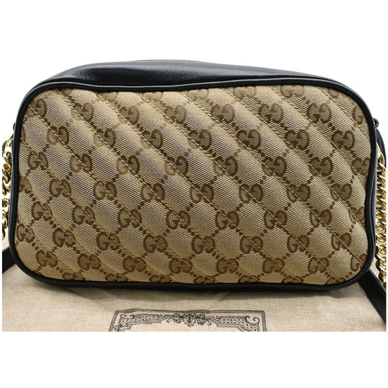 GUCCI Marmont Small Monogram Canvas Crossbody Camera Bag Beige 447632