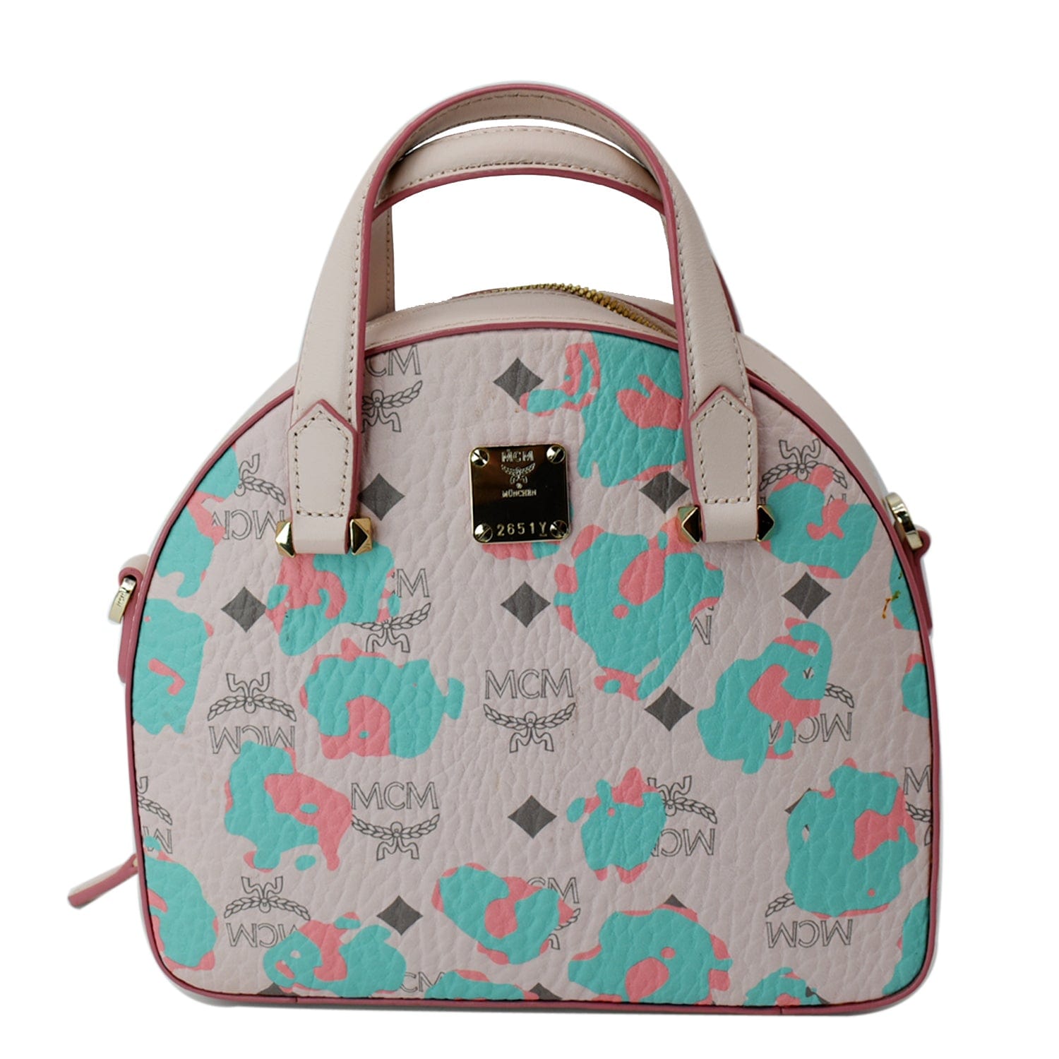 Mcm Half Moon Medium Visetos Canvas Tote Bag