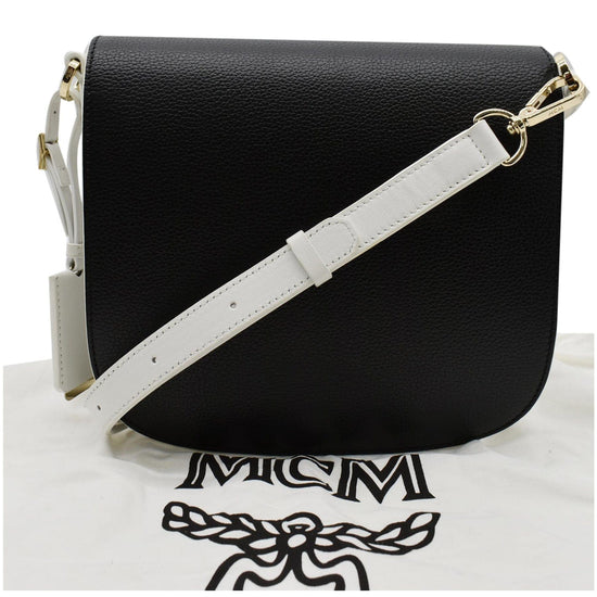 MCM Visetos Calfskin Small Patricia Crossbody Bag Eden Black | FASHIONPHILE