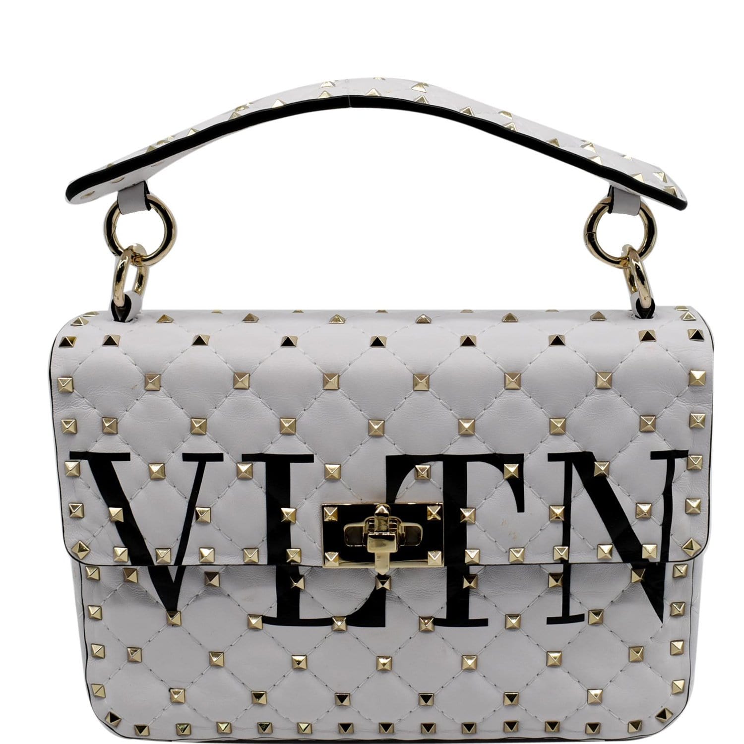 Rockstud Spike Small Leather Shoulder Bag in White - Valentino