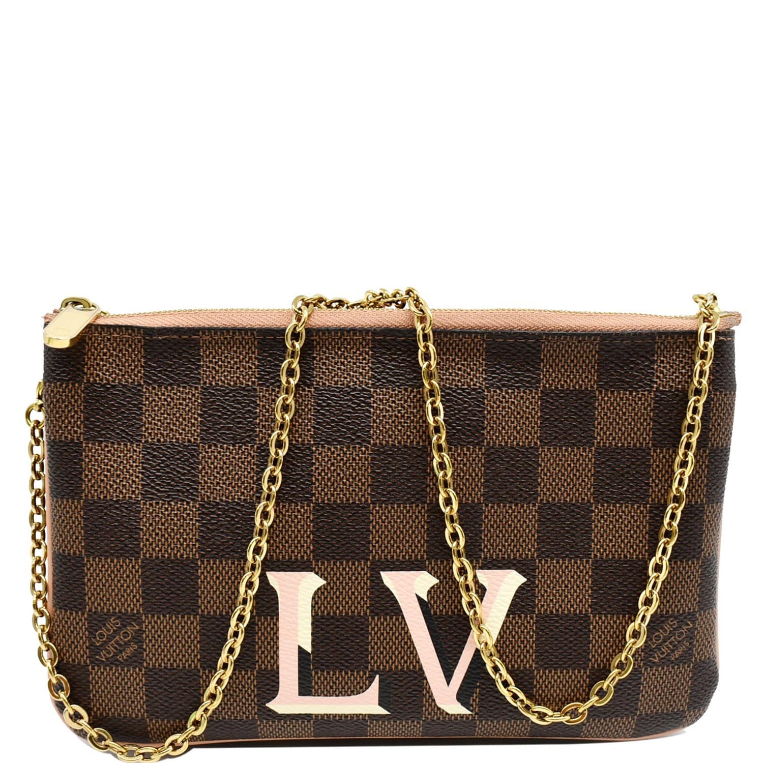 Louis Vuitton Damier Ebene Canvas Double Zip Pochette Bag - Boca Pawn