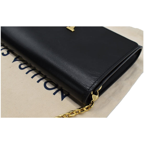 LOUIS VUITTON Calfskin Chain Louise MM Black 1275592