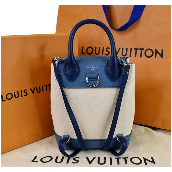 LOUIS VUITTON Lockme Calfskin Leather Backpack Blue/Beige