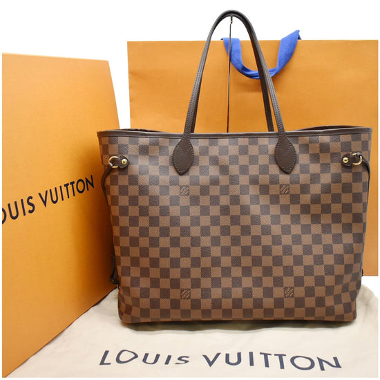 Louis Vuitton Damier Ebene Neverfull GM Tote Bag Leather ref