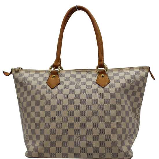 LOUIS VUITTON Authentic Women's Damier Azur Saleya PM Hand Bag Tote  Bag White