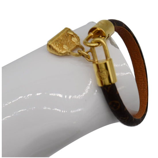 Louis Vuitton Alma Brown Canvas Gold Tone Charm Bracelet Louis