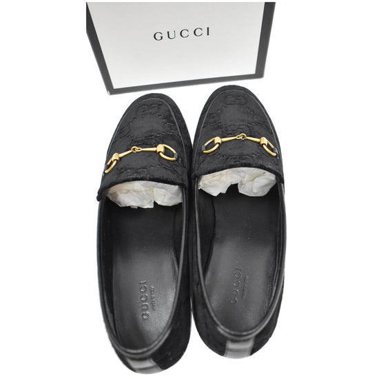 Gucci GG Jordaan Velvet Leather Loafer Black Size 40