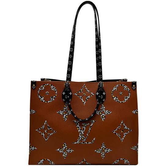 Louis Vuitton Black and Orange Jungle Giant Monogram Onthego Tote GM, 2019 (Very Good) , Brown/Orange/Beige Womens Handbag