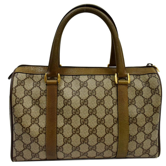 GUCCI Boston Doctor GG Canvas Satchel Handbag Taupe-US