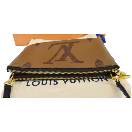 Louis Vuitton Brown Monogram Giant Reverse Double Zip Pochette Cloth  ref.964522 - Joli Closet