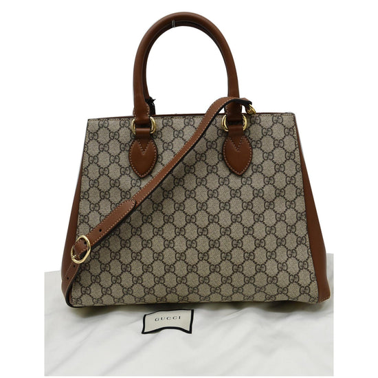 Gucci Beige/Brown GG Canvas and Leather Supreme 'Blind for Love' Tote Bag