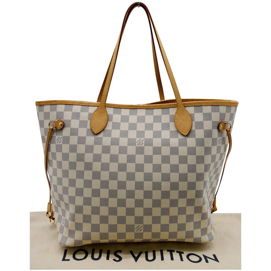 White Louis Vuitton Damier Azur Neverfull MM Tote Bag – Designer