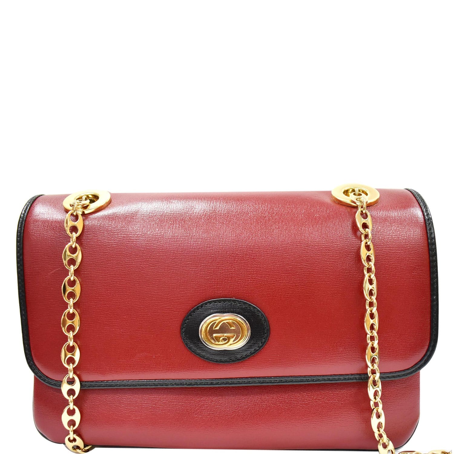 LOUIS VUITTON Handbag Authentic GO-14 MINI Chain Shoulder Bag Red Lambskin  A916