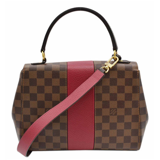 Louis Vuitton Bond Street Top Handle Bag Damier Burgundy Leather MM Brown