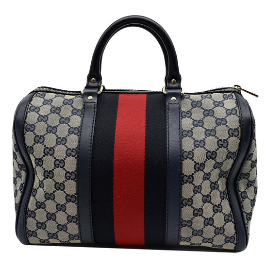 GUCCI Vintage Web Original GG Boston Bag Blue 247205