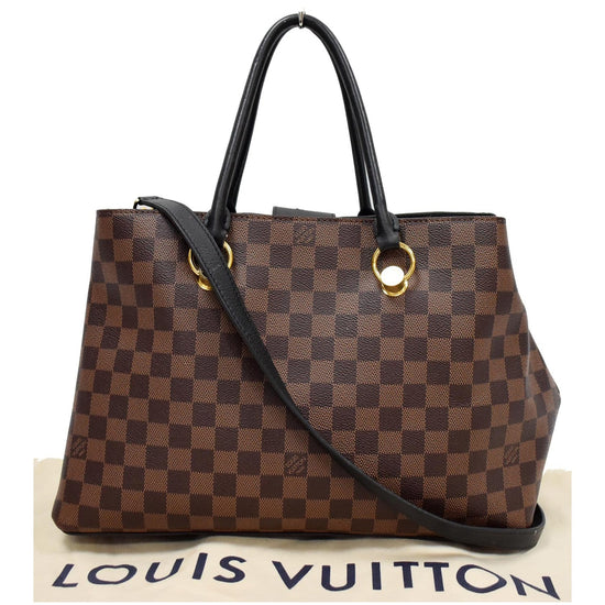 Louis Vuitton Riverside Damier Ebene Satchel Shoulder Bag Brown Black Orange