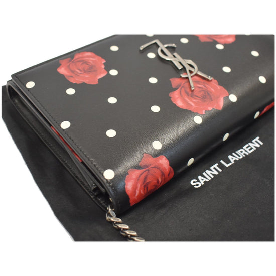 Saint Laurent Chain Wallet Monogram Kate Polka Dot Rose Medium Black C -  MyDesignerly