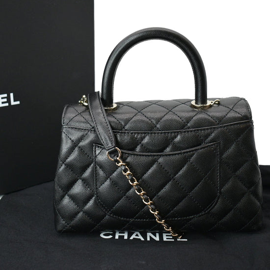Chanel Black Caviar Leather Medium Coco Top Handle Bag – STYLISHTOP