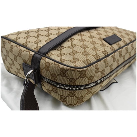 GUCCI GG Monogram Canvas Messenger Bag Dark Beige 449173