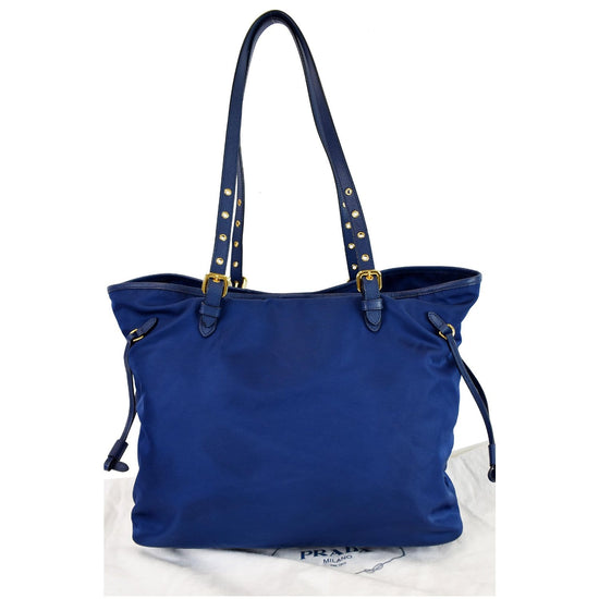 Prada Dark Blue Saffiano Leather North South Tote Bag