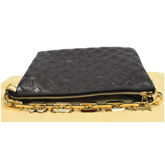 LOUIS VUITTON Lambskin Embossed Monogram Coussin MM Black 1275536