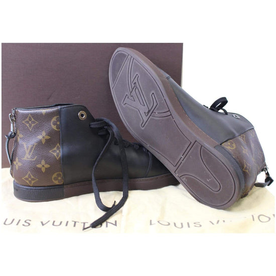 LOUIS VUITTON Monogram Canvas Squad Line High-Cut Sneakers Shoes Size 38