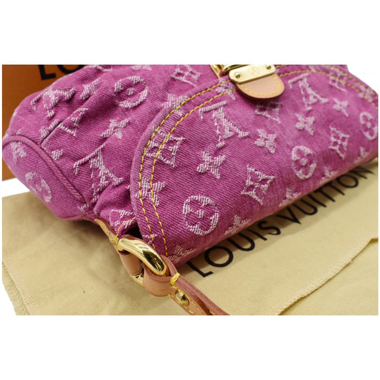 Louis Vuitton Mini Pleaty Monogram Denim Shoulder Bag Fuchsia Pink M95216  Auth