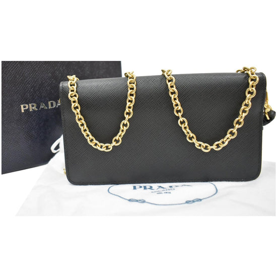 PRADA Saffiano Leather Mini Shoulder Bag Black