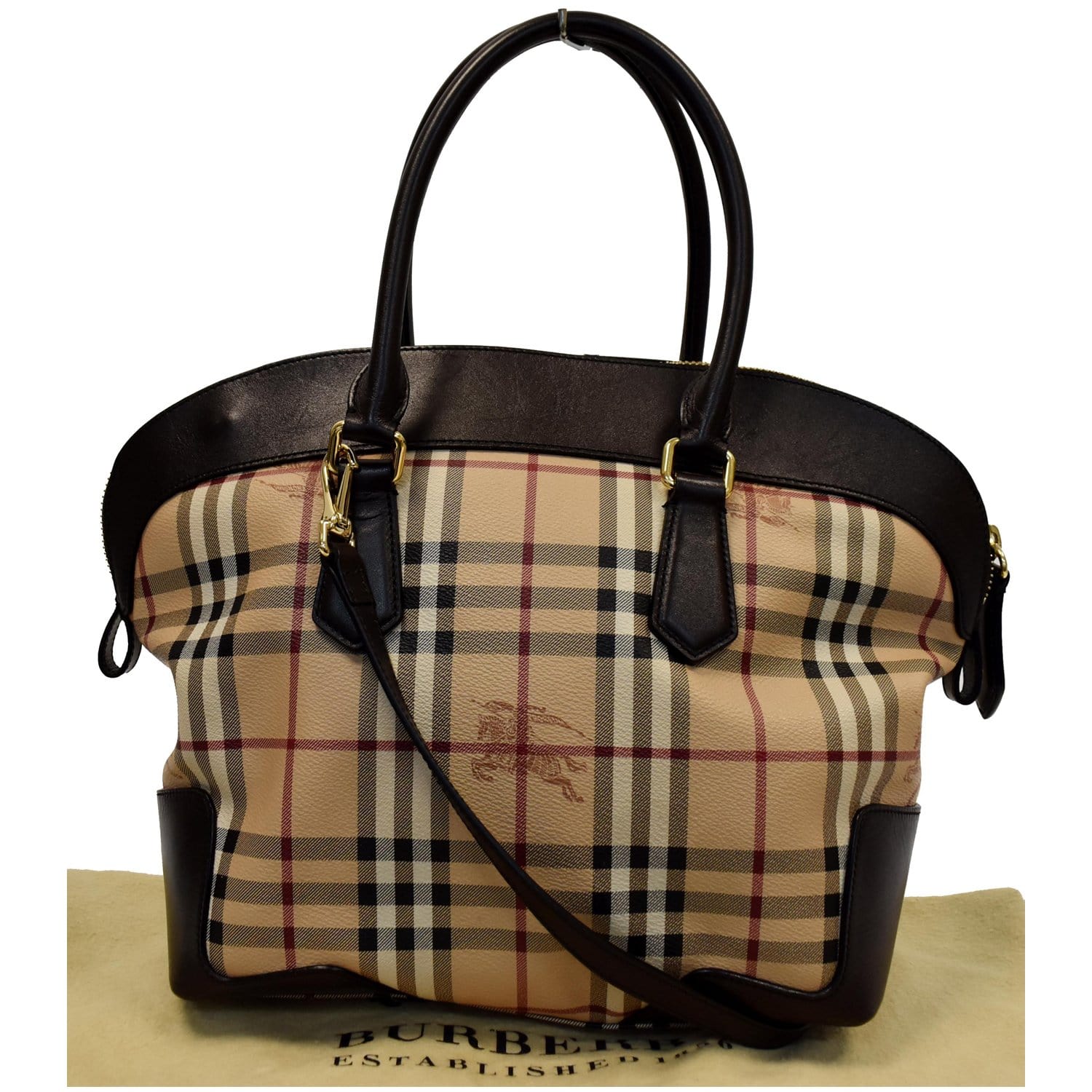 BURBERRY Medium Primrose Haymarket Check Tote Bag Chocolate