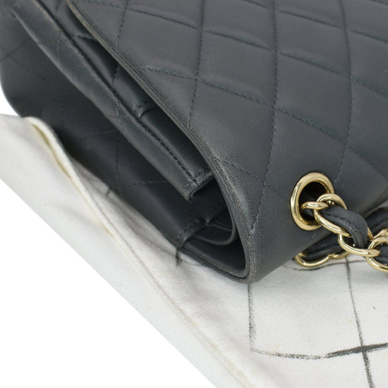 CHANEL Classic Jumbo Double Flap Lambskin Leather Shoulder Bag Grey