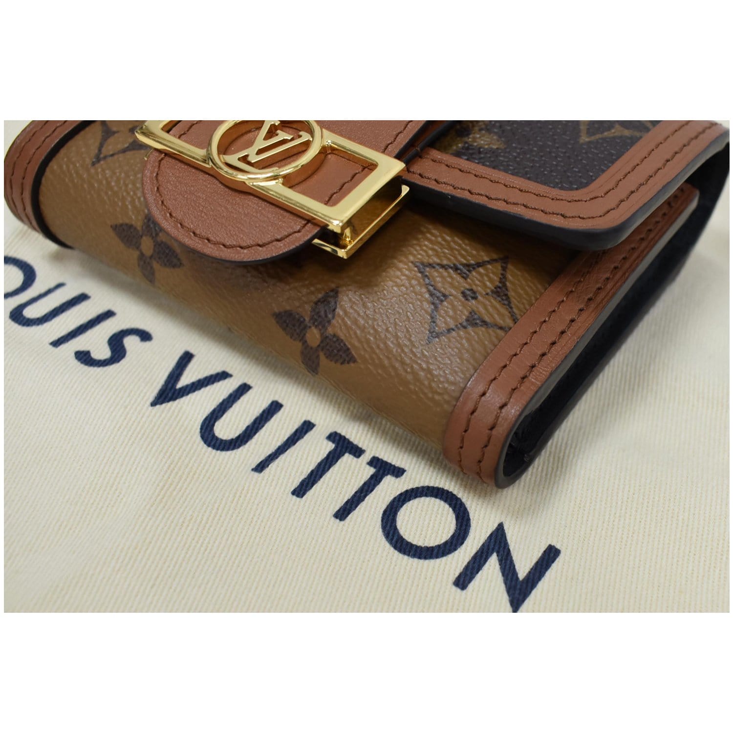 LOUIS VUITTON Dauphine Compact Monogram Reverse Canvas Wallet Brown