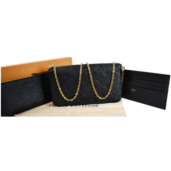 Louis Vuitton Pochette Felicie With Chain and Card Case Noir Black Epi -  MyDesignerly