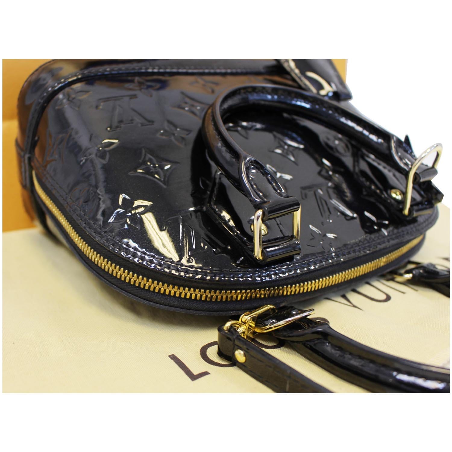 Louis Vuitton Alma BB Monogram Vernis Crossbody Bag Black