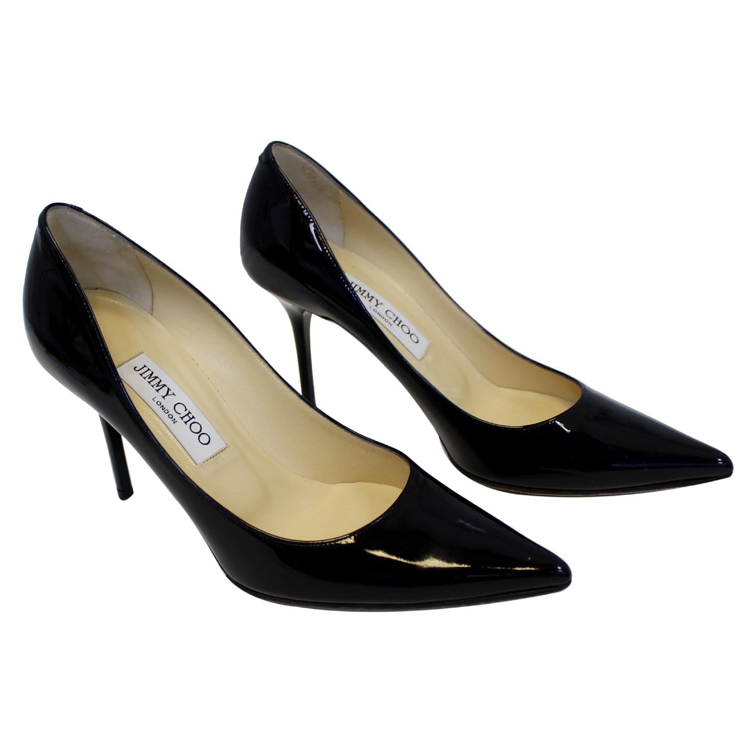 JIMMY CHOO Pointy Toe Patent Leather Pumps Black US 7