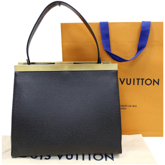 LOUIS VUITTON City Frame Taiga Leather Satchel Bag Black-US