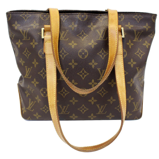 Sold at Auction: Louis Vuitton Cabas Piano Shoulder Bag, in brown monogram  coated canvas with golden brass hardware and vachetta leather handles,  ope