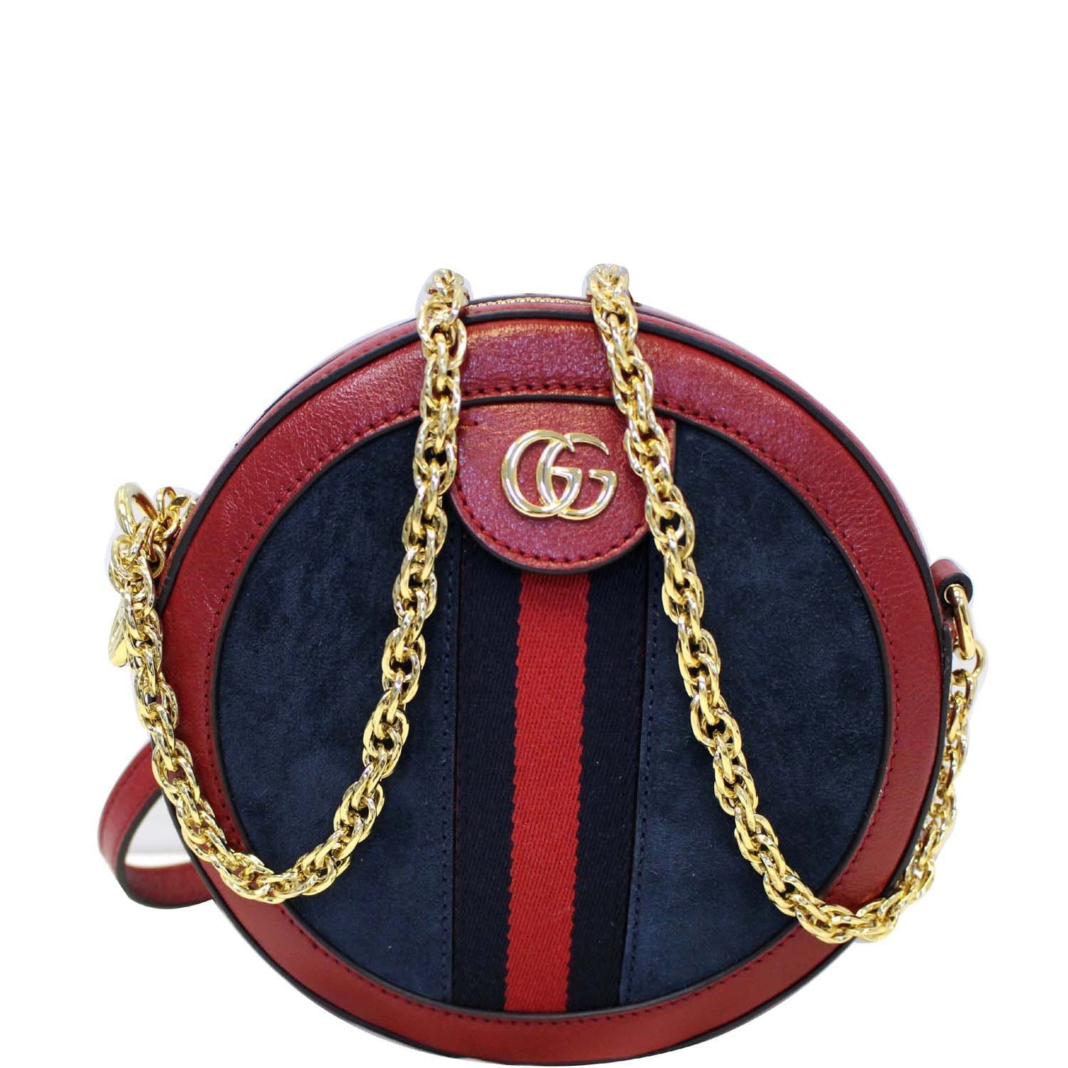 GUCCI Ophidia Mini GG Round Leather Shoulder Crossbody Bag 550618 Red-US