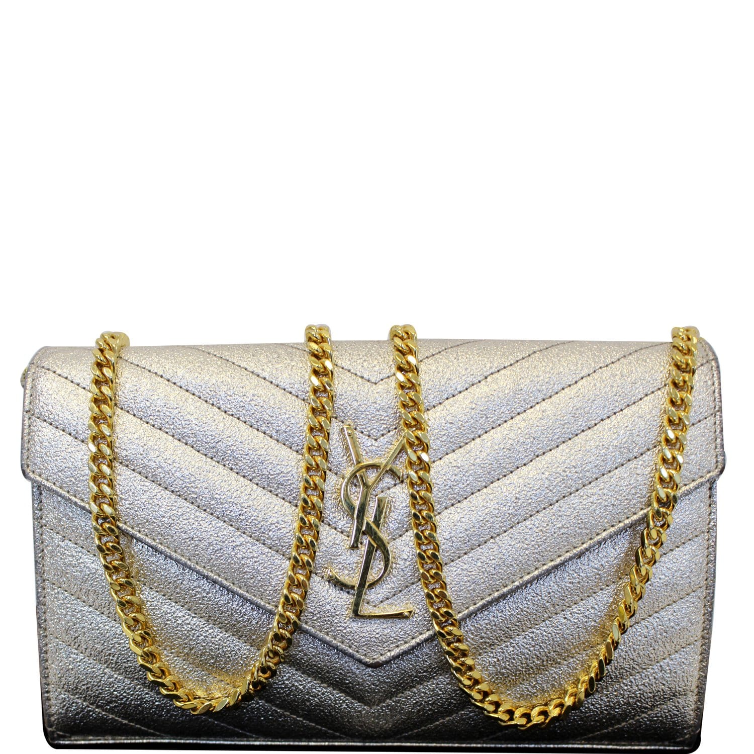 Saint Laurent Chevron White CrossBody Wallet on Chain bag