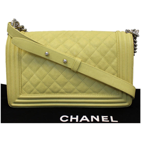 CHANEL Caviar Quilted Small Boy Flap Yellow 1173595